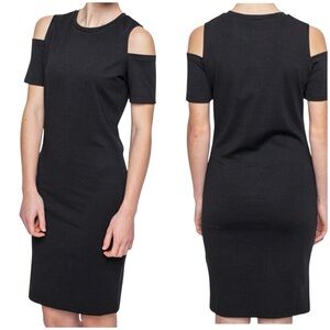 ICHI Black Cold Shoulder Dress Black Size Medium
